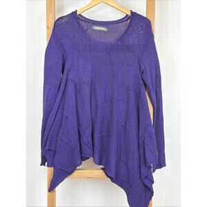 Amandine Germany Purple Loose Weave Scoop Neck Sweater XL Cotton Blend